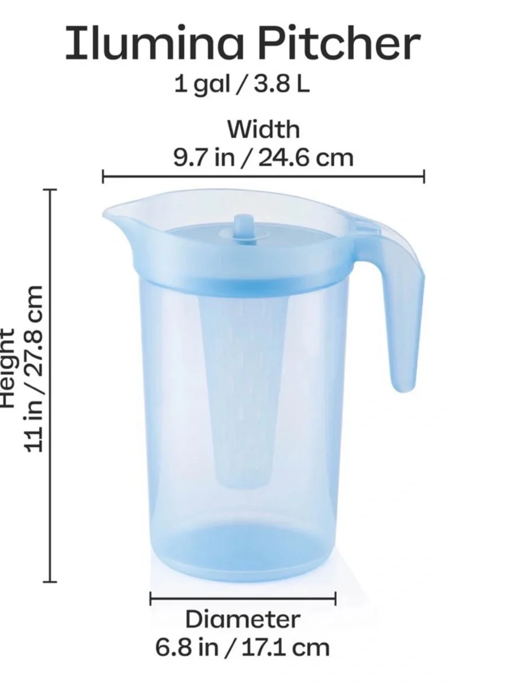 Tupperware Ilumina 1-gallon Pitcher w/Infuser - NWOT